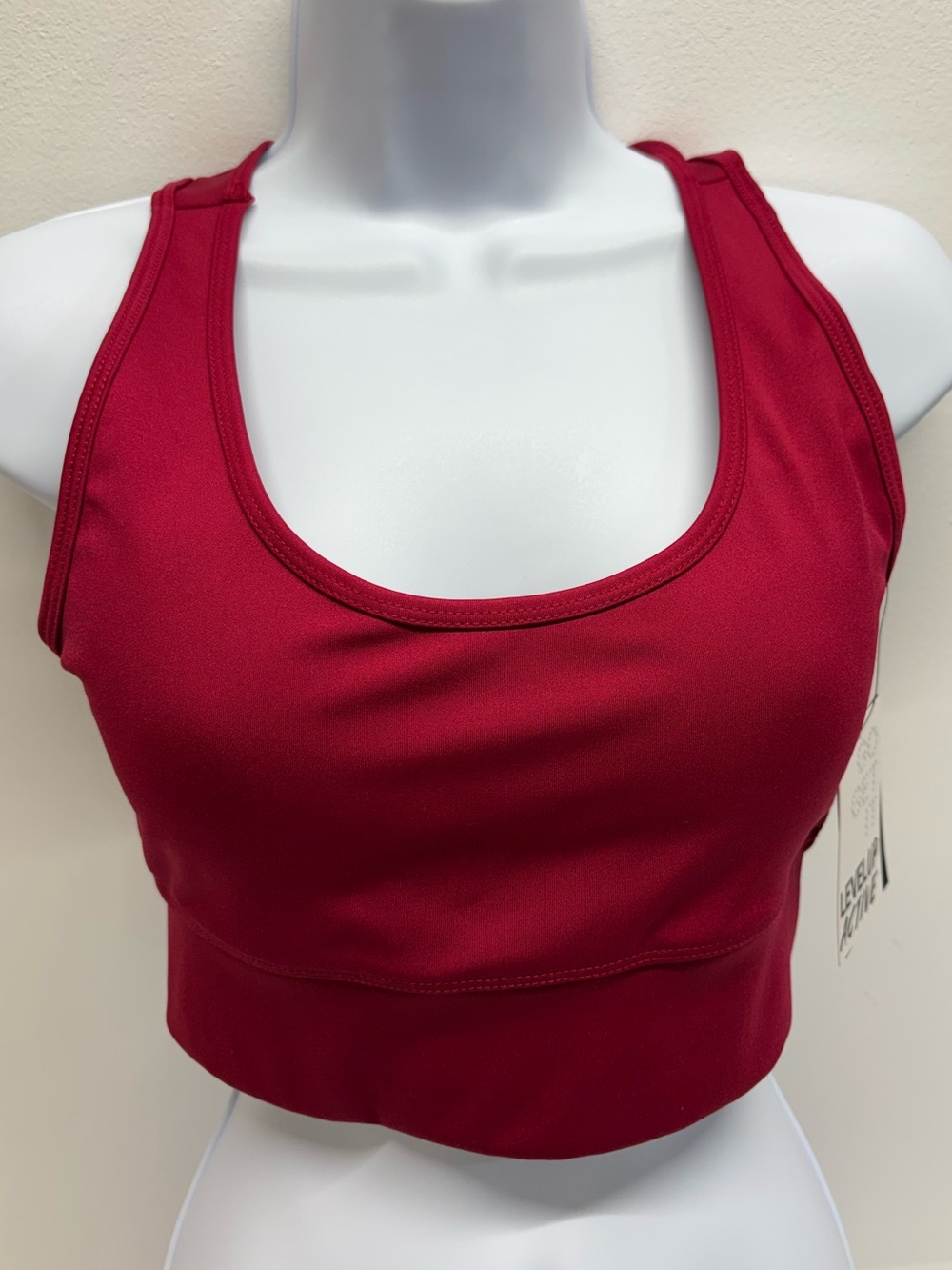 Women's Performance Sports Bra Crop Top - Red size small dry sculpt fabric